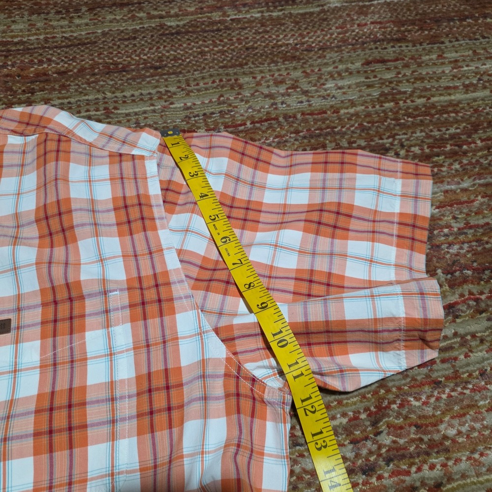 Carhartt MensPlaid Short Sleeve Button Up Shirt Orange White Cotton 2XL Workwear - Picture 8 of 10